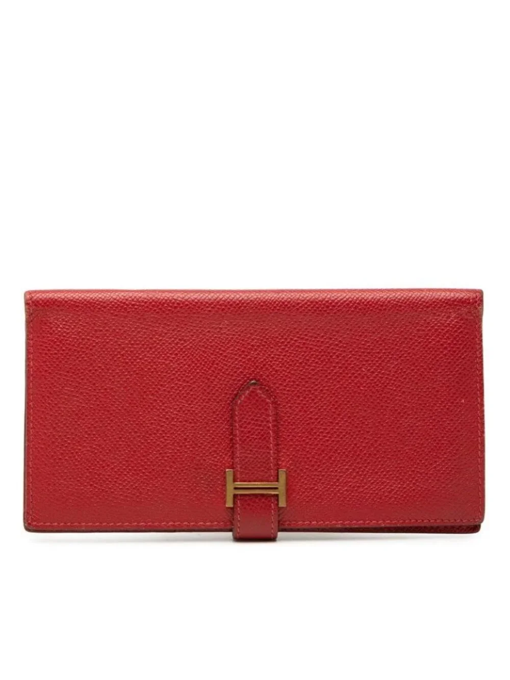 Hermes Bearn Souffle Wallet P Red Gold Veau Epsom